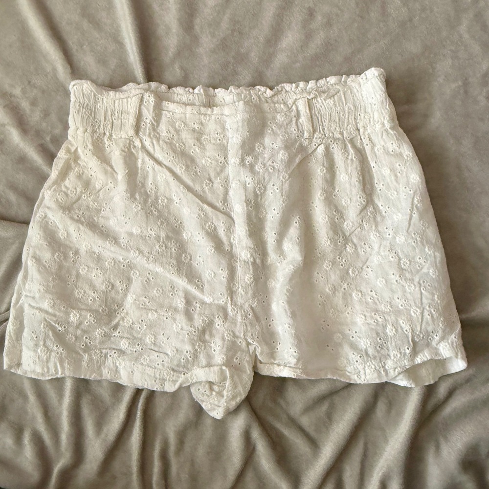Favlux Fashion Eyelet Shorts Women Large White Smocked Boho Embroidered